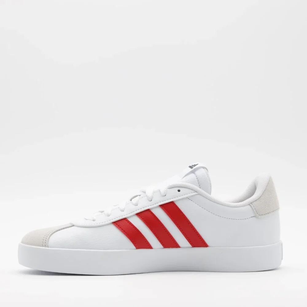 Adidas Men's Cushioned Comfortable Suede VL Court 3.0 Sneakers White/Red Size 9‎